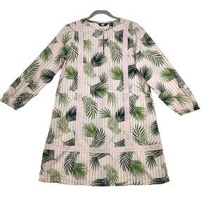 Lands' End Swimsuit Cover-up Dress Size S/P 6-8 Pink Green Palm Stripes Cotton